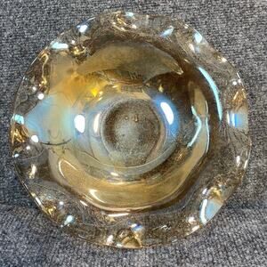 Marigold Carnival Glass Jeanette Flora Gold Bowl Vintage Serving Bowl 10 inch